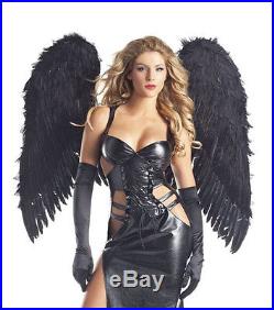 New! Spectacular Seductive Dark Gothic Angel W Feather Wings Halloween Costume