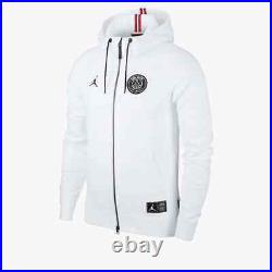 Nike Jordan Paris Saint-Germain PSG Wings Full Zip Hoodie White Large BQ4195-100