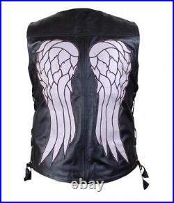 Norman Reedus Walking Dead Daryl Dixon Leather Vest with Angel Wings