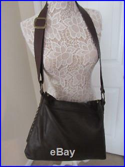 Nwt$795.00 Leatherock Brown Leather Studded Hearts Angels Wings Large Bag