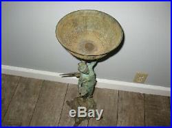 Old LARGE STUNNING ANGEL With Wings VINTAGE BIRD BATH/FEEDER 25 TALL 12 pounds