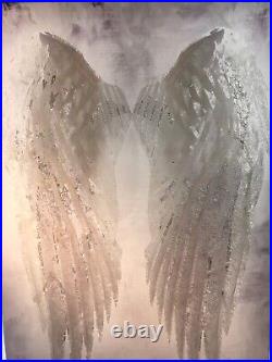 Oliver Gal canvas art Angel Wings 24 in X 36 in White & Gray Original