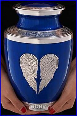 Olivia Memorials Angel Wings Urn. Blue Cremation Urn for Human Ashes Adult