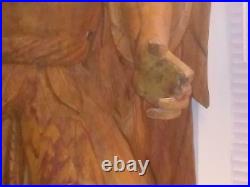 Original Mexican Carving Of An Angel From One Piece Of Wood With Detachable Wing