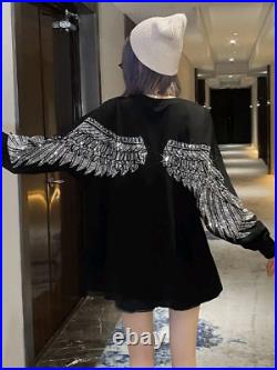 Oversized Long Sleeve Hip Hop Angel Wings Shirt Loose Streetstyle Goth Cool Top