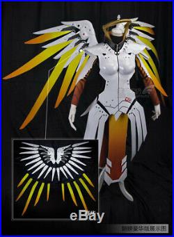 Overwatch Angel Mercy Angela Suit PU Tops Tights Wings Cosplay Costume Halloween