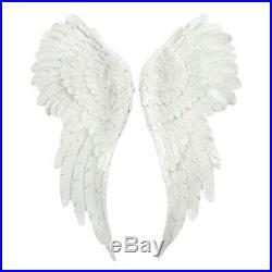 PAIR OF LARGE GLITTER ANGEL WINGS 54cm WHITE GLITTER WALL HANGING HOME AO 44427