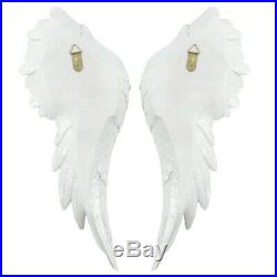 PAIR OF LARGE GLITTER ANGEL WINGS 54cm WHITE GLITTER WALL HANGING HOME AO 44427