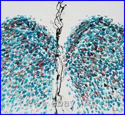 Painting 55 Angel wings painting, turquoise color Thick layers of oil, handmade