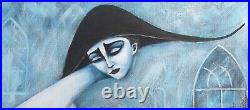 Painting original Oil canvas contemporary modern Art by Pron? In Blue wings