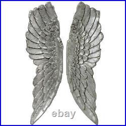 Pair Antiqued Silver Angel Wings Hanging Wall Decor 104cm