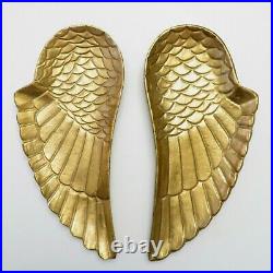 Pair Large Gold Angel Wings Display Metal Dish, Home Decor 16 Set of 2 Wall Art
