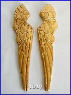 Pair Large Vintage Giltwood Angel Wings Fragments Wall Hangings