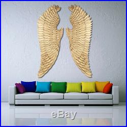 Pair Of Large Retro Gold/Black Angel Wings Wall Mounted Art Decor Hanging Home