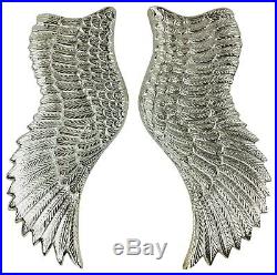 Pair Of Silver Angel Wings 50cm Wall Hanging Ornament High Quality Aluminium