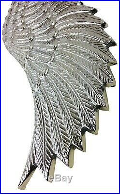 Pair Of Silver Angel Wings 50cm Wall Hanging Ornament High Quality Aluminium