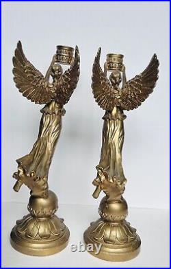 Pair of 20th c. French Style Fine Gilt Winged Liberty Candelabras