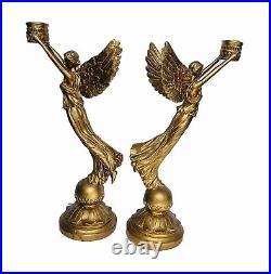 Pair of 20th c. French Style Fine Gilt Winged Liberty Candelabras