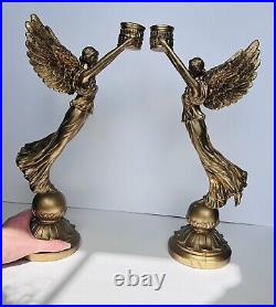 Pair of 20th c. French Style Fine Gilt Winged Liberty Candelabras