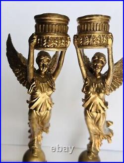 Pair of 20th c. French Style Fine Gilt Winged Liberty Candelabras