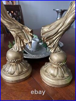 Pair of 20th c. French Style Fine Gilt Winged Liberty Candelabras