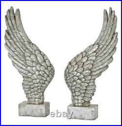 Pair of ANGEL WINGS Silver finish large decorative ORNAMENT freestanding gift