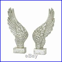 Pair of ANGEL WINGS Silver finish large decorative ornament freestanding deco
