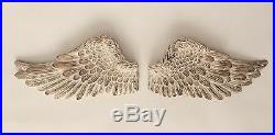 Pair of Angel Wings Ornate Vintage Shabby Cherub Wall Art Hanging Decoration