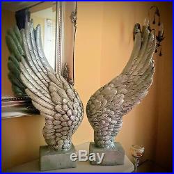 Pair of Angel wings 50cm Silver finish large decorative freestanding. Impressive