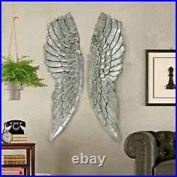 Pair of Antique Silver Extra Large Angel Wings Wall Hanging Ornaments