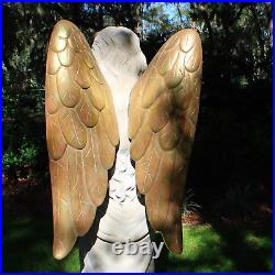 Pair of Faux Marble Angel Statues with Gold Leaf Trumpets