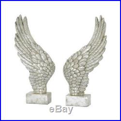 Pair of Large Silver Grey Stunning Freestanding Decoration Ornament Angel Wings