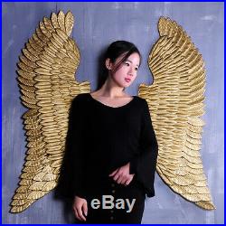 Pair of Metal Angel Wings Home Decor Hanging Wall Sculpture Gift Gold 124CM