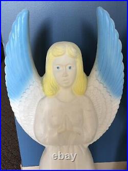 Pair of Vintage Union Products Angels Blow Mold 30 Illuminated Blue Wing Tips