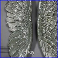 Pair of large silver gilt angel wings vintage style wall art home gift accessory