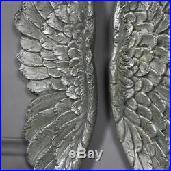 Pair of large silver gilt angel wings vintage style wall art home gift accessory