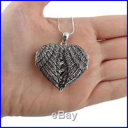 Personalized Large Angel Wing Heart Locket-925 Sterling Silver- Custom Engraving
