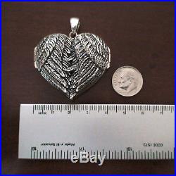 Personalized Large Angel Wing Heart Locket-925 Sterling Silver- Custom Engraving