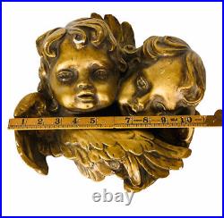 Plaster Chippy Gold Baroque Cherub Angels Heads & Wings 3D Antique Wall Art