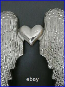 Polished Aluminium Silver Tone Angel Wing -Wall Art Ornament 63 cm