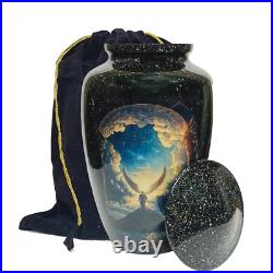Premium Adult Cremation Urn for Human Ashes Angel Wings Heaven with Velvet Bag