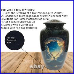 Premium Adult Cremation Urn for Human Ashes Angel Wings Heaven with Velvet Bag