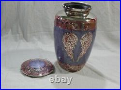 Purple Angel Funeral Cremation Urn, Brass Large Angel Wings Urn with Custom