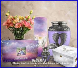 Purple Loving Angel Cremation Urns for Ashes Adult Female, Urns for Human Ashes