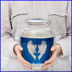 RESTAALL Angel Wings Ashes Urn. Blue Cremation Urn for Human Ashes Adult Male an