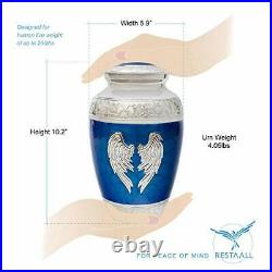RESTAALL Angel Wings Ashes urn. Blue Cremation urn for Human Ashes Adult Men