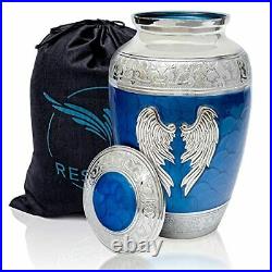 RESTAALL Angel Wings Ashes urn. Blue Cremation urn for Human Ashes Adult Men