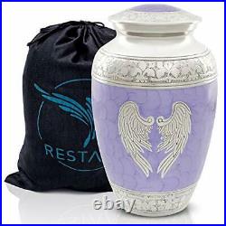 RESTAALL Angel Wings Urn. Purple Cremation urns for Human Ashes Adult Male an