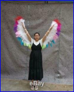 Rainbow Bendable Large Angel Feather Wings Adult Cosplay Costume