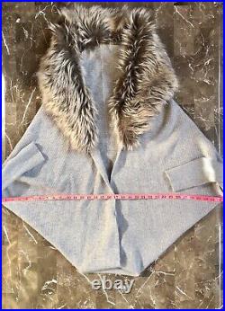 Rare Victorias Secret Moda Intl Gray Faux Fur Trim Collar Cardigan Sweater L Nwt